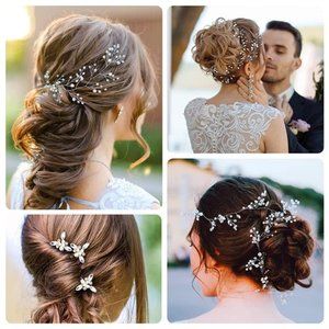 Sparkling Crystal Bridal Hair Vine - Extra Long Pearl Bead
